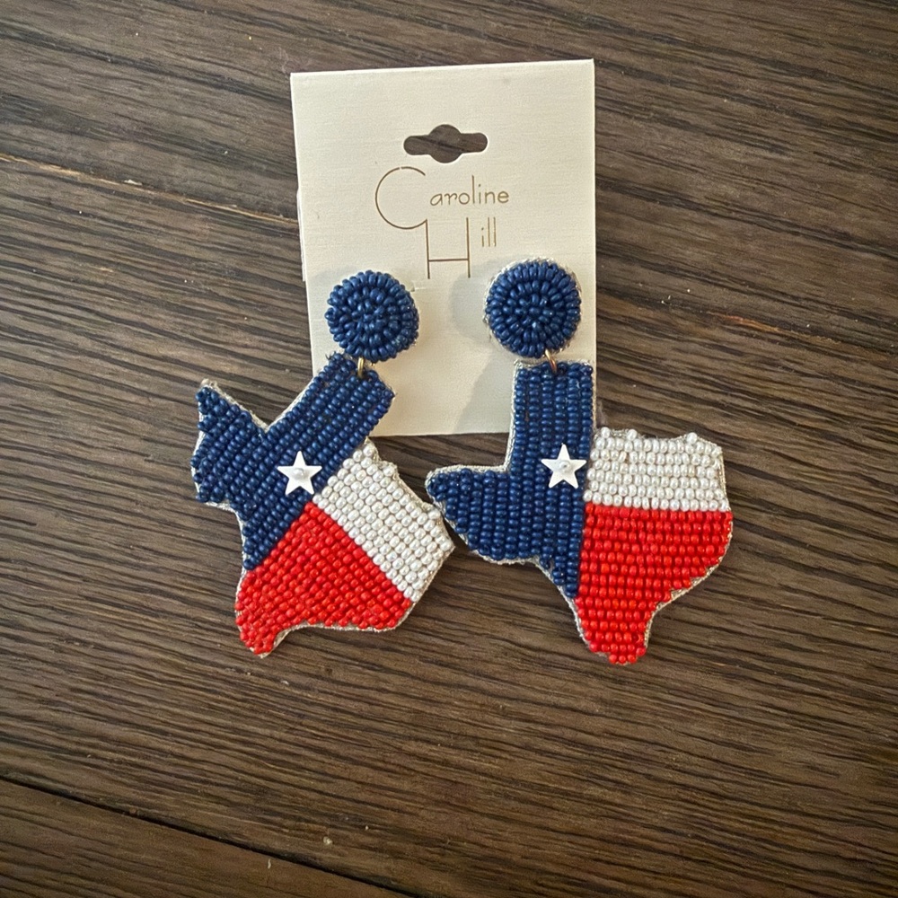 Caroline Hill Texas Flag Beaded Earrings